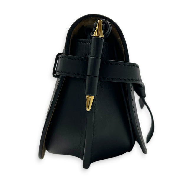 Gate Shoulder Bag Black in Calfskin, Gold hardware