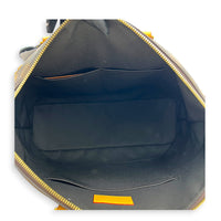 Lock It Top Handle Bag Brown in Coated Canvas, Gold hardware