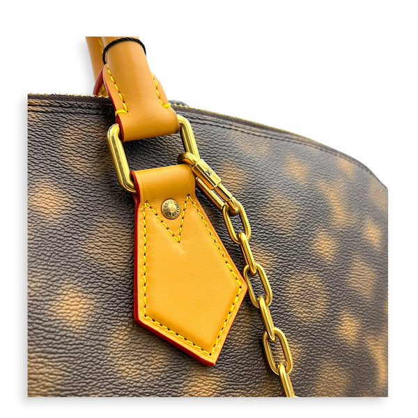 Lock It Top Handle Bag Brown in Coated Canvas, Gold hardware