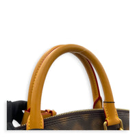Lock It Top Handle Bag Brown in Coated Canvas, Gold hardware