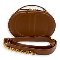 CD Crossbody Bag Brown in Calfskin, Gold hardware
