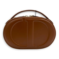 CD Crossbody Bag Brown in Calfskin, Gold hardware