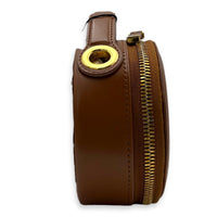 CD Crossbody Bag Brown in Calfskin, Gold hardware