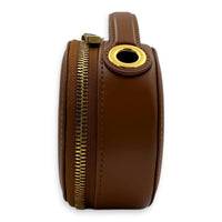 CD Crossbody Bag Brown in Calfskin, Gold hardware
