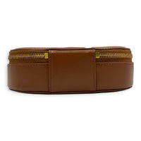 CD Crossbody Bag Brown in Calfskin, Gold hardware