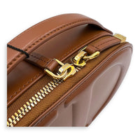 CD Crossbody Bag Brown in Calfskin, Gold hardware