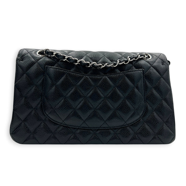 Classic Shoulder Bag Medium Black in Caviar Leather, Silver hardware