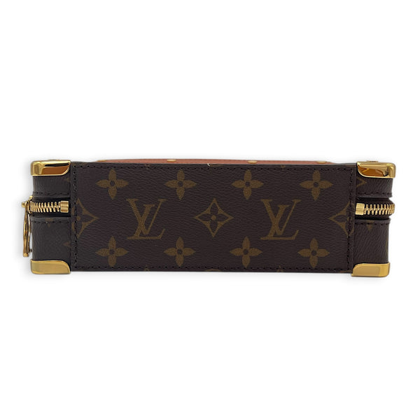 Soft Trunk Shoulder Bag Brown in Monogram Coated Canvas, Gold hardware