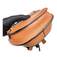 Gate Shoulder Bag Brown in Calfskin, Gold hardware