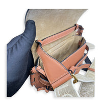 Gate Shoulder Bag Brown in Calfskin, Gold hardware