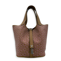 Picotin 18 Daisy Chai/Rose/White Top Handle Bag in Swift, Palladium hardware