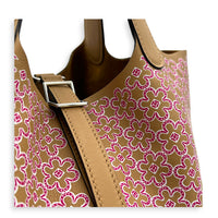 Picotin 18 Daisy Chai/Rose/White Top Handle Bag in Swift, Palladium hardware