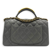 CC Rectangle Top Handle Bag in Lambskin, Gold hardware