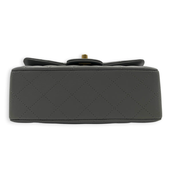 CC Rectangle Top Handle Bag in Lambskin, Gold hardware