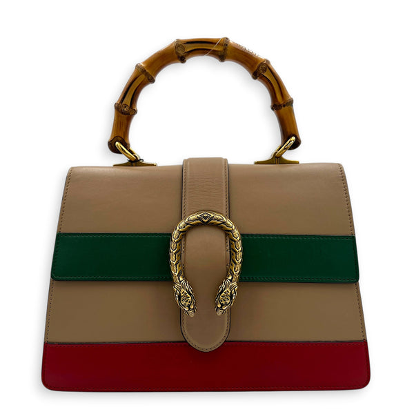 Dionysus Medium Tricolor Top Handle Bag in Calfskin, Gold hardware