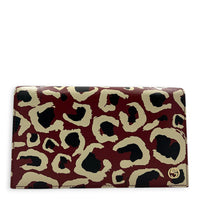 Interlocking G Wallet On Chain Red in Calfskin, Gold hardware