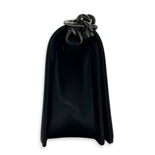 Boy Medium Blue Shoulder Bag in Calfskin, Silver hardware