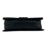 Boy Medium Blue Shoulder Bag in Calfskin, Silver hardware