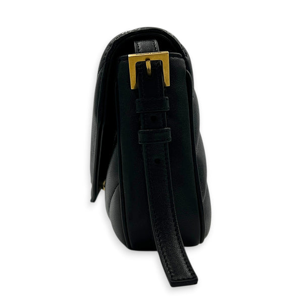 Loulou Toy Black Crossbody Bag in Lambskin, Gold hardware