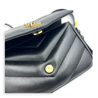 Loulou Toy Black Crossbody Bag in Lambskin, Gold hardware