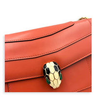 Serpenti Forever Red Crossbody Bag in Calfskin, Gold hardware
