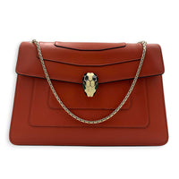 Serpenti Forever Red Crossbody Bag in Calfskin, Gold hardware