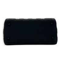 Lady Dior Top Handle Bag Medium Black in Lambskin, Ultramatte hardware