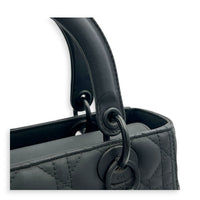 Lady Dior Top Handle Bag Medium Black in Lambskin, Ultramatte hardware