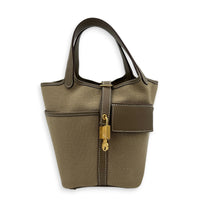 Picotin Cargo 18 Beige Marfa Top Handle Bag in Canvas, Gold hardware