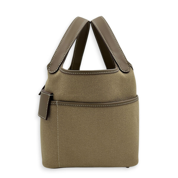Picotin Cargo 18 Beige Marfa Top Handle Bag in Canvas, Gold hardware
