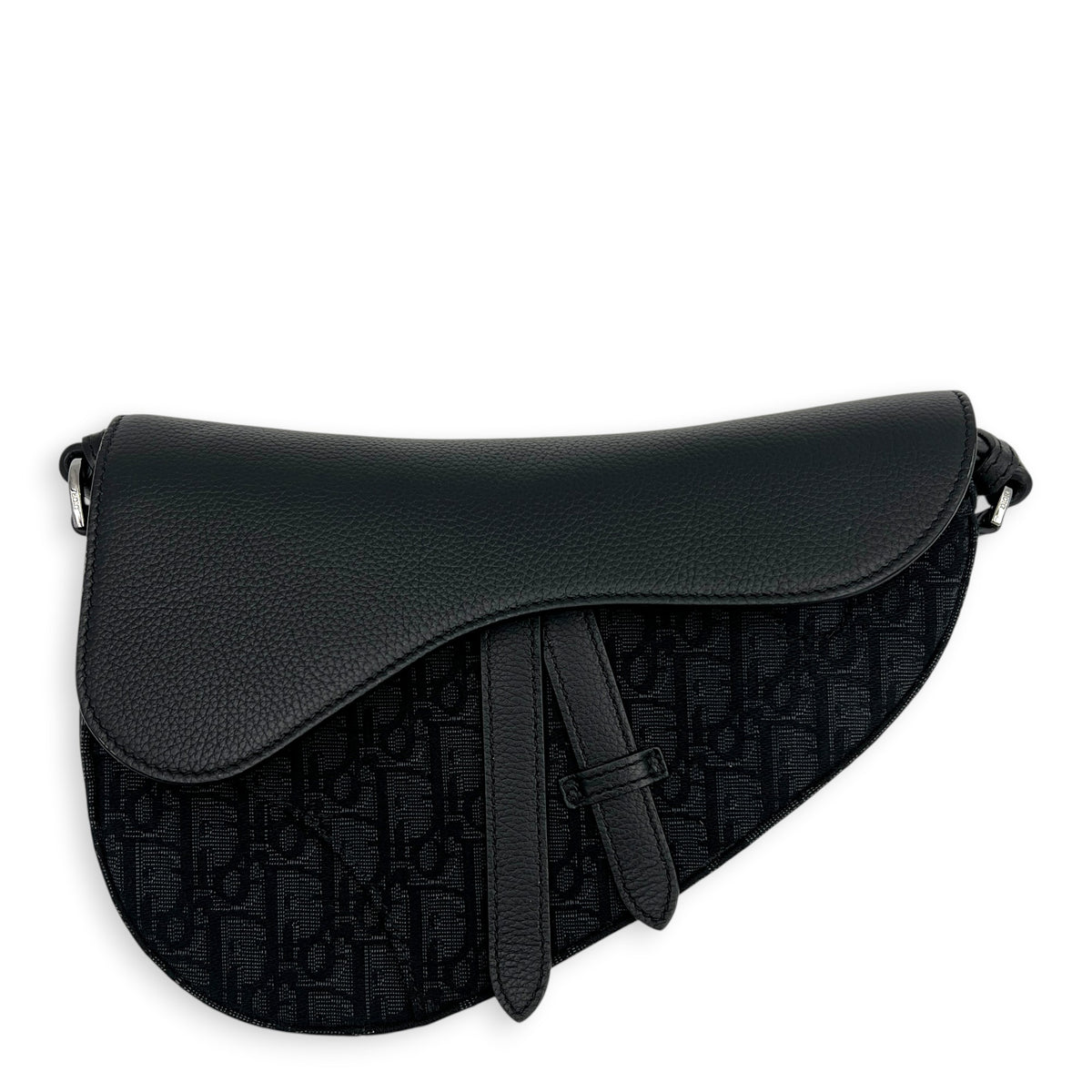 Saddle Crossbody Bag Black in Canvas, Silver hardware
