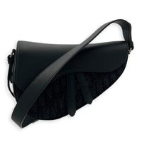 Saddle Crossbody Bag Black in Canvas, Silver hardware
