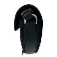 Saddle Crossbody Bag Black in Canvas, Silver hardware