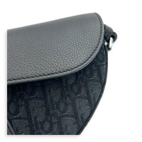 Saddle Crossbody Bag Black in Canvas, Silver hardware
