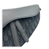Saddle Crossbody Bag Black in Canvas, Silver hardware