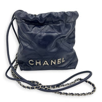 C22 Shoulder Bag Mini Blue in Calfskin, Silver hardware