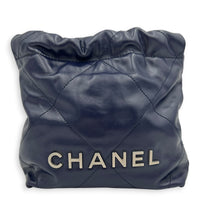C22 Shoulder Bag Mini Blue in Calfskin, Silver hardware