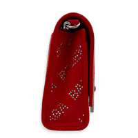 Hourglass Wallet On Chain Red in Calfskin, Silver hardware