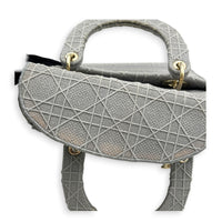 Lady D-Lite Top Handle Bag Grey in Canvas, Gold hardware
