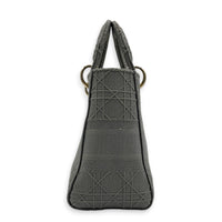 Lady D-Lite Top Handle Bag Grey in Canvas, Gold hardware