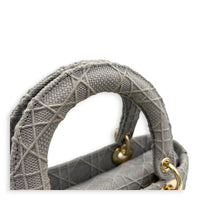 Lady D-Lite Top Handle Bag Grey in Canvas, Gold hardware
