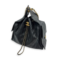 C25 Medium Black Shoulder Bag in Caviar Leather, Gold hardware