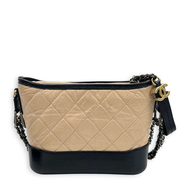 Gabrielle Shoulder Bag Beige in Calfskin, Mixed hardware
