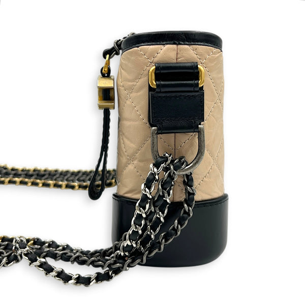 Gabrielle Shoulder Bag Beige in Calfskin, Mixed hardware