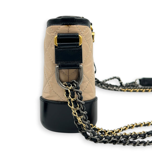 Gabrielle Shoulder Bag Beige in Calfskin, Mixed hardware