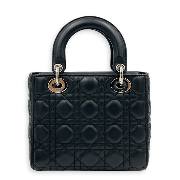 Lady Dior Top Handle Bag Black in Lambskin, Silver hardware