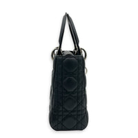 Lady Dior Top Handle Bag Black in Lambskin, Silver hardware