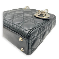 Lady Dior Top Handle Bag Black in Lambskin, Silver hardware