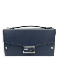 Baguette Box Shoulder Bag Blue in Coated Canvas, Silver hardware