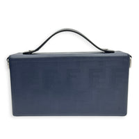 Baguette Box Shoulder Bag Blue in Coated Canvas, Silver hardware